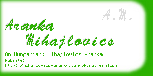 aranka mihajlovics business card